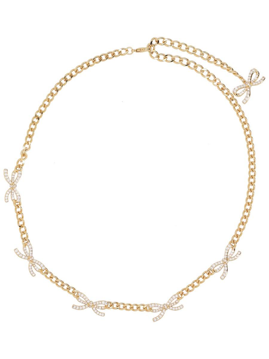 Necklace With Bows And Crystals Gold Copper Necklaces