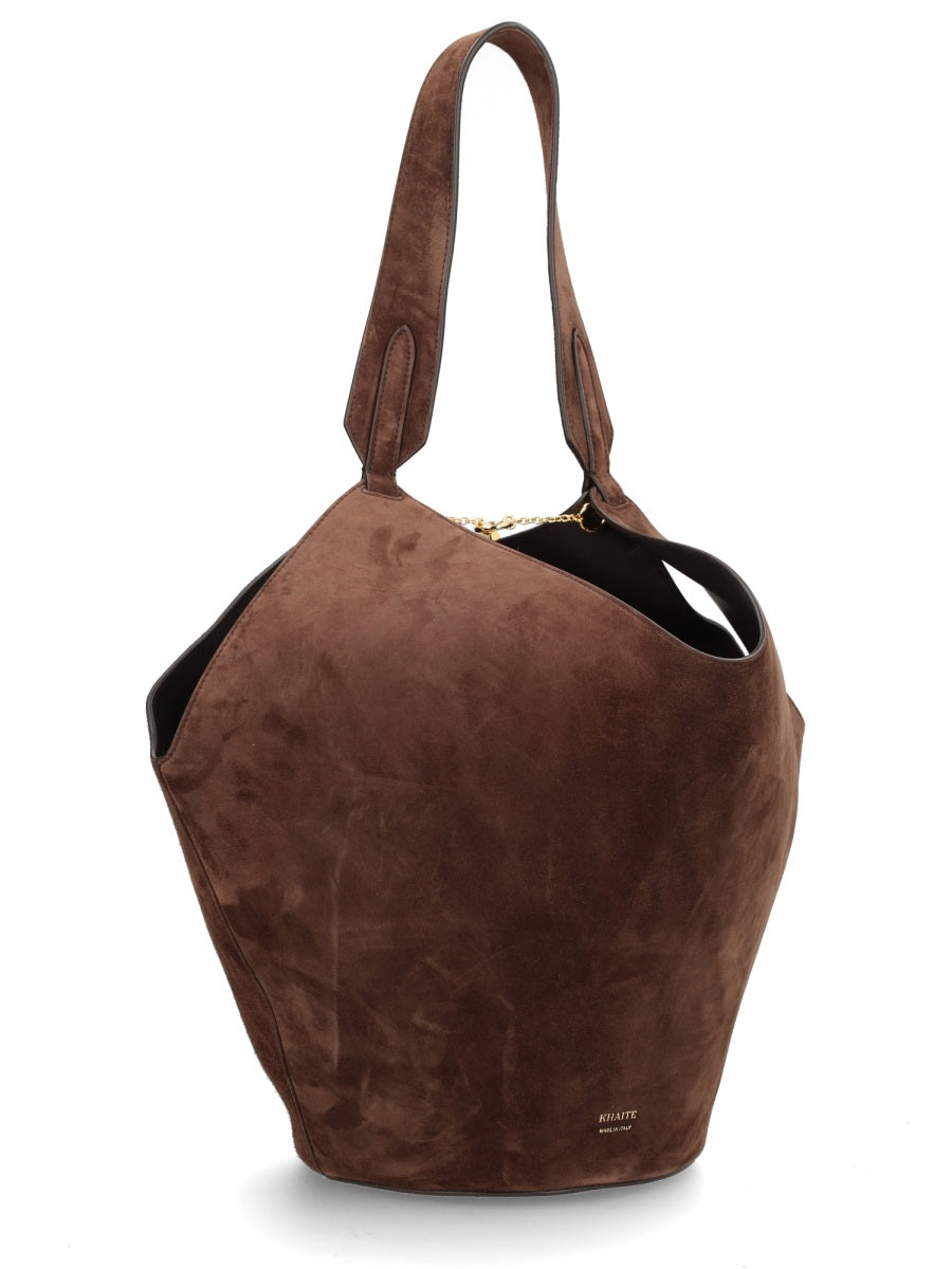 Lotus Tote Bag Brown Calf Leather Handbags