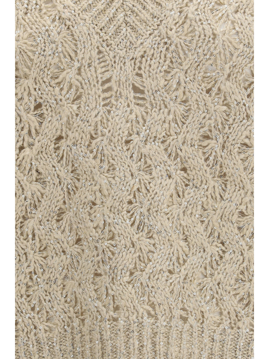 Silk-Blend Sequined Vest Blond/stracciatella Knitwear