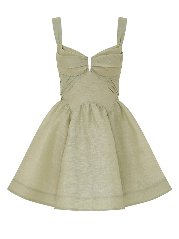 Mini Rebellion Drape Dress Green Linen