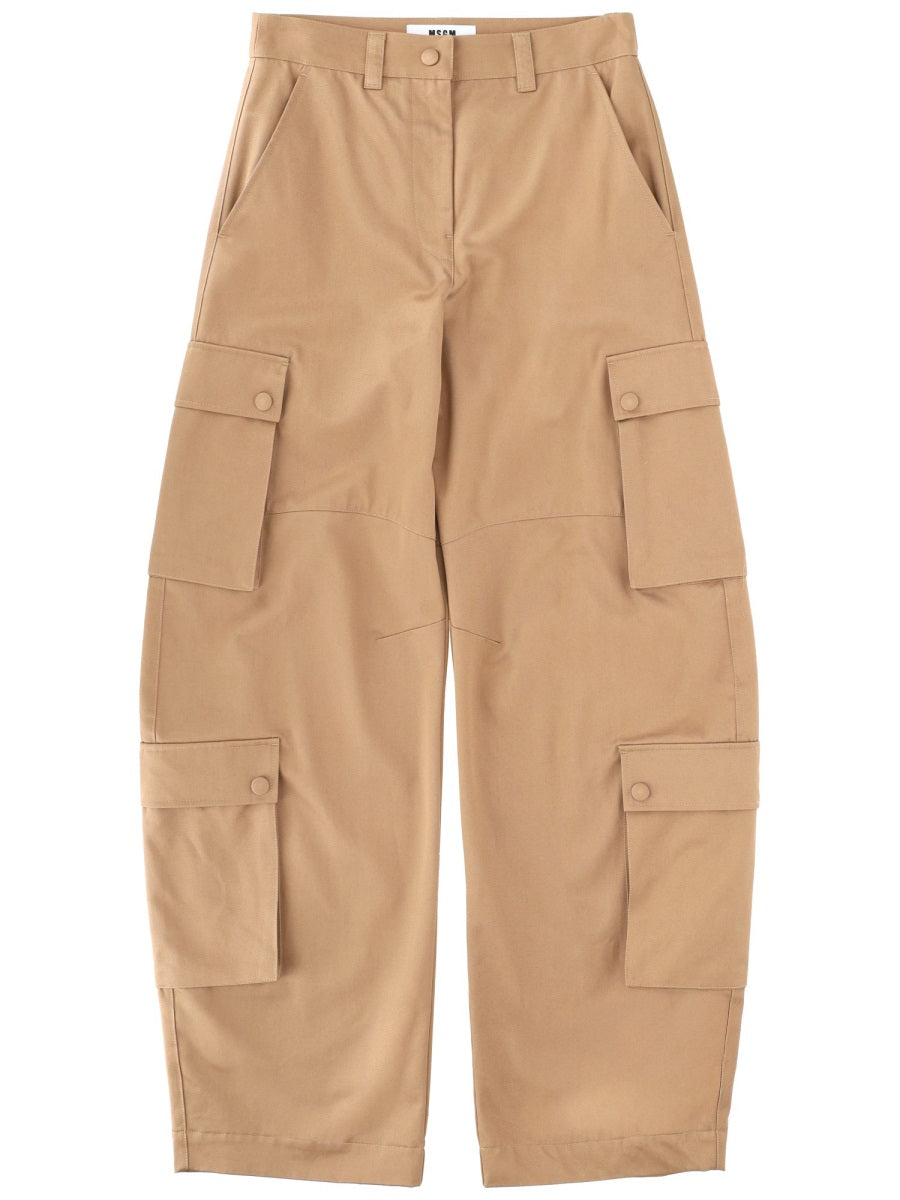 Cargo Pants Beige Cotton Trousers