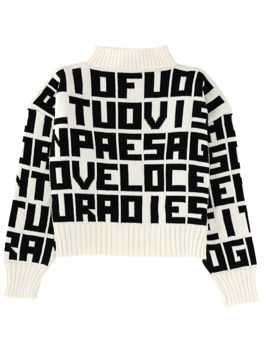 Lettered Sweater Black Virgin Wool Acrylic Jumpers