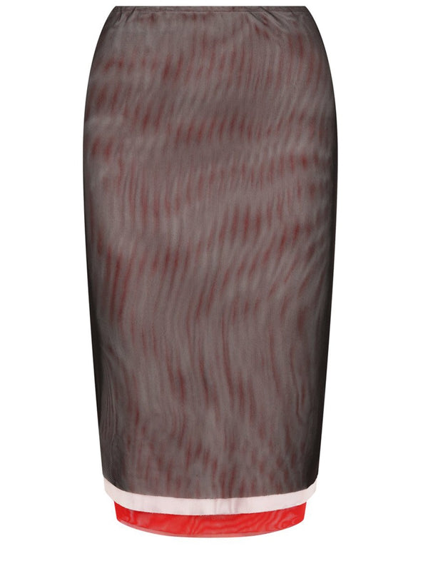 Midi Pencil Skirt Black Polyester