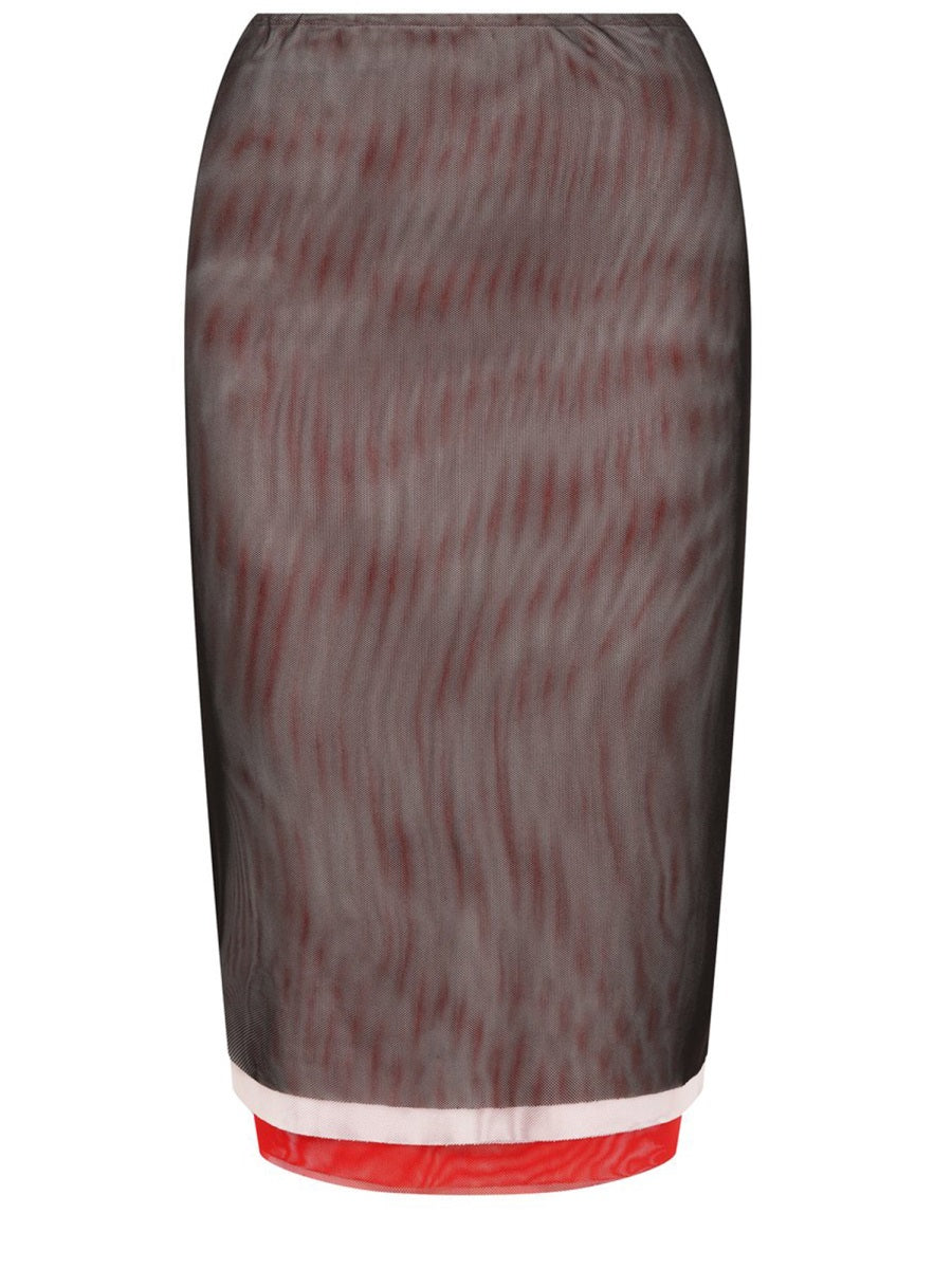 Midi Pencil Skirt Black Polyester