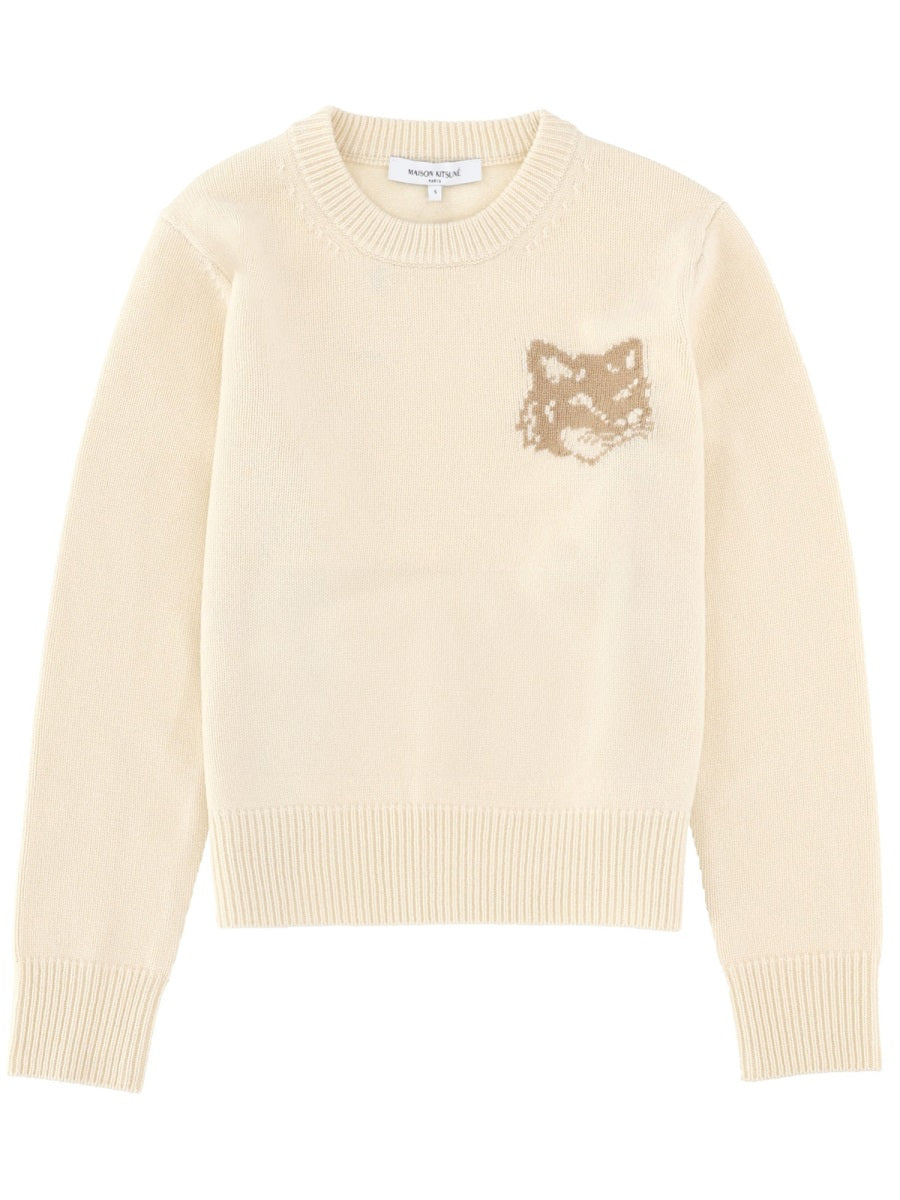 Fox Head Sweater Powder Wool Jumpers