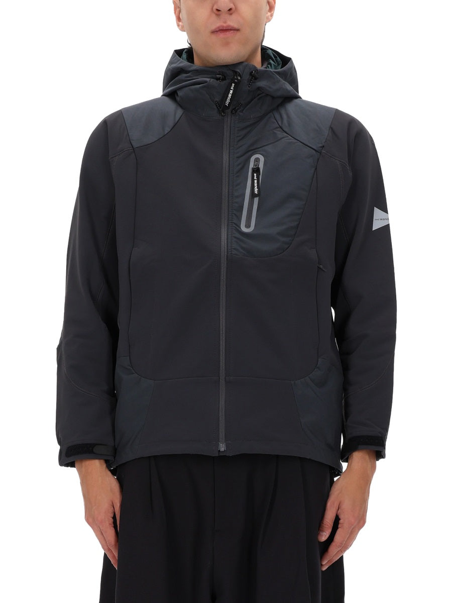Logo Grey Jacket Nylon Polyurethane