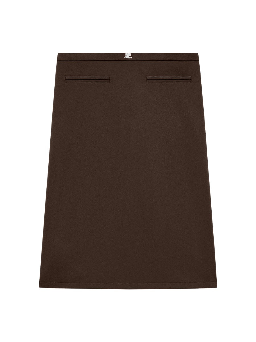 Midi Skirt With Logo Brown Polyester