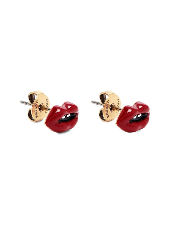 Gold Lips Earrings Brass