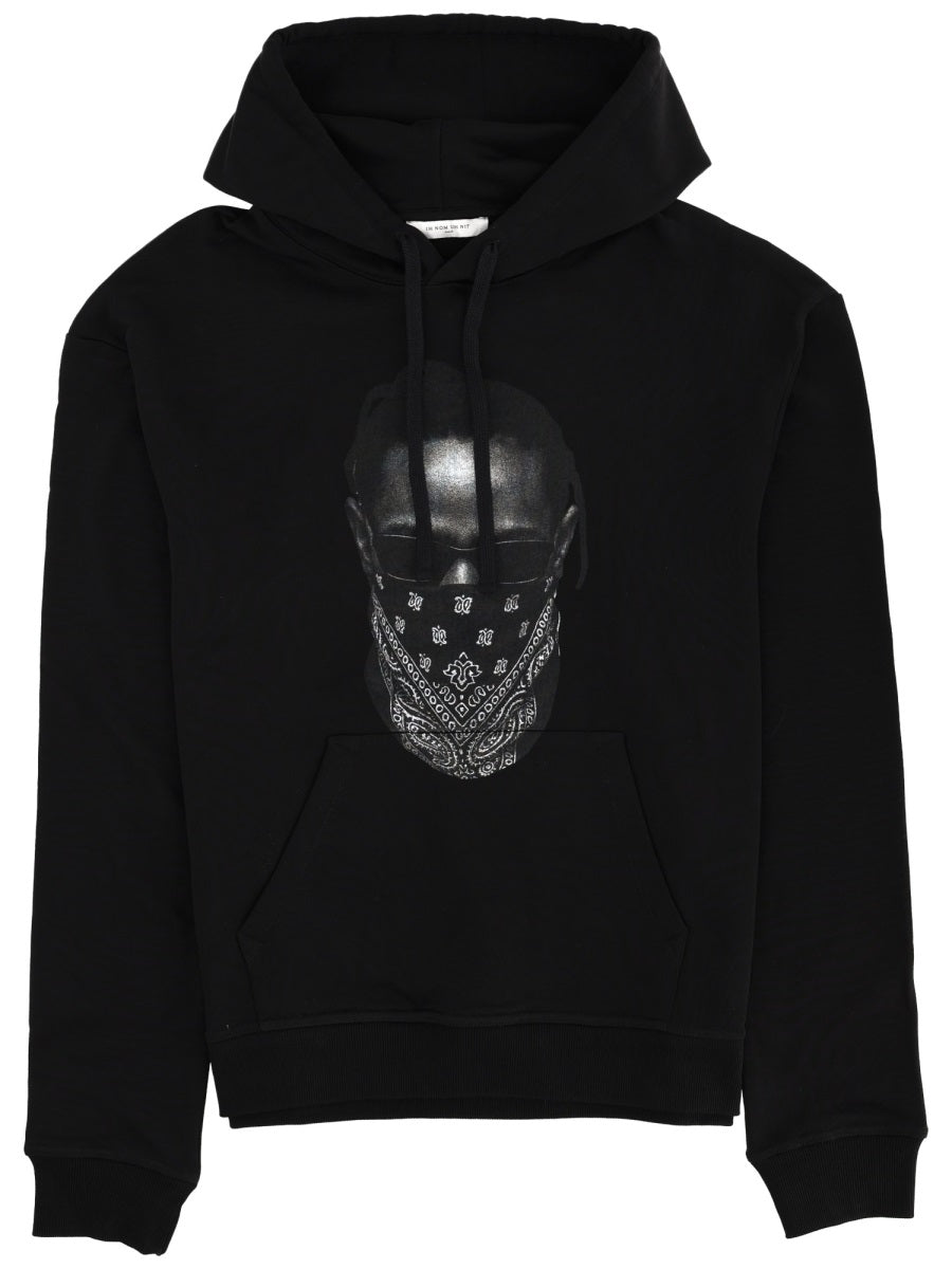 Sweatshirt With Print Black Cotton Sweatshirts
