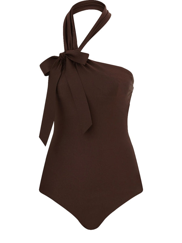 One-Piece Swimsuit Brown Polyamide Swim Shorts