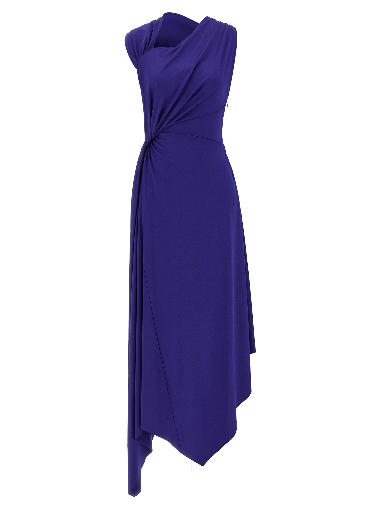 Fluid Drape dress Blue Polyester Elastane