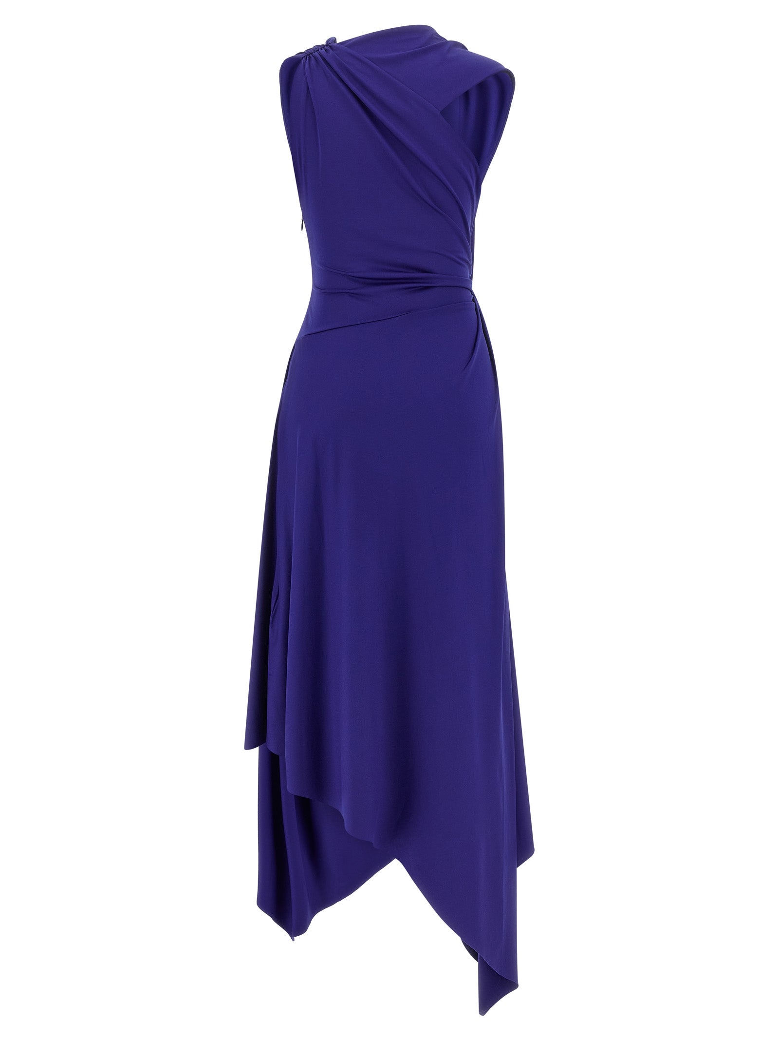 Fluid Drape dress Blue Polyester Elastane