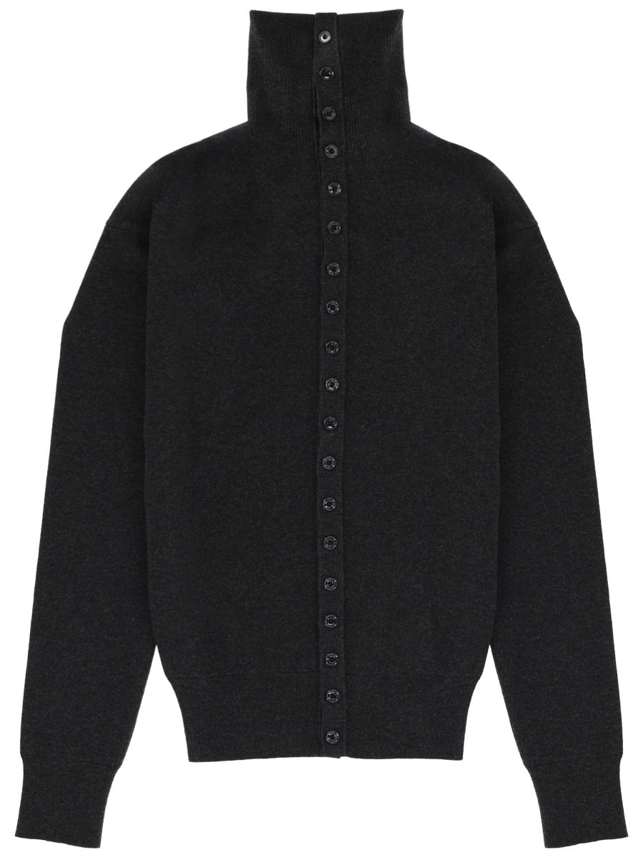 High Collar Cardigan Grey Wool Jumpers
