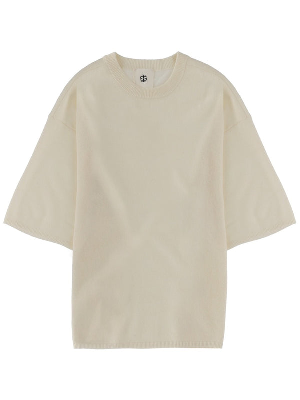 Oversize Wool Cashmere T-Shirt Beige T-shirts