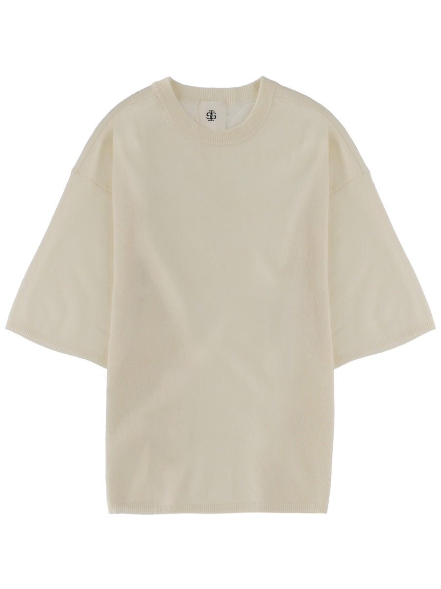 Oversize Wool Cashmere T-Shirt Beige T-shirts