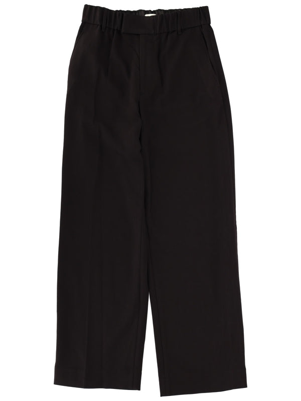 Straight Leg Pants Black Polyester Viscose Elastane Trousers