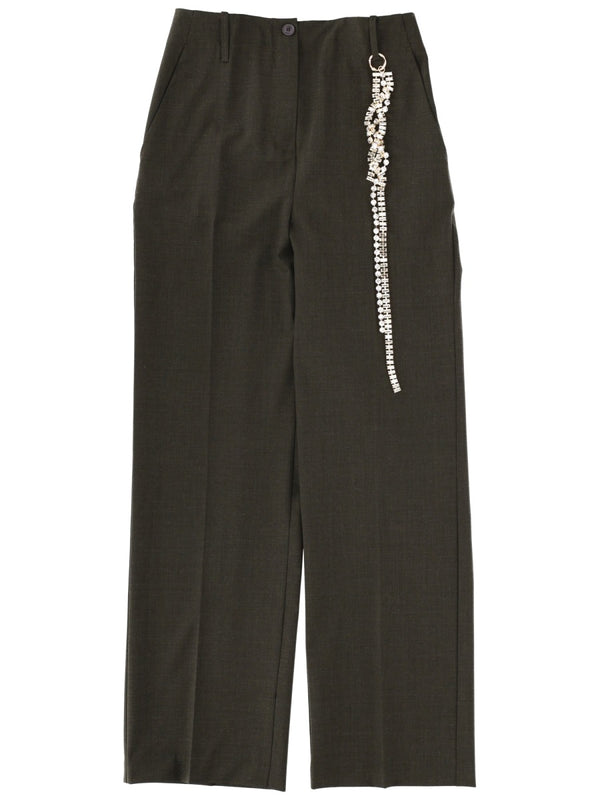 Tailored Pants Green Virgin Wool Trousers