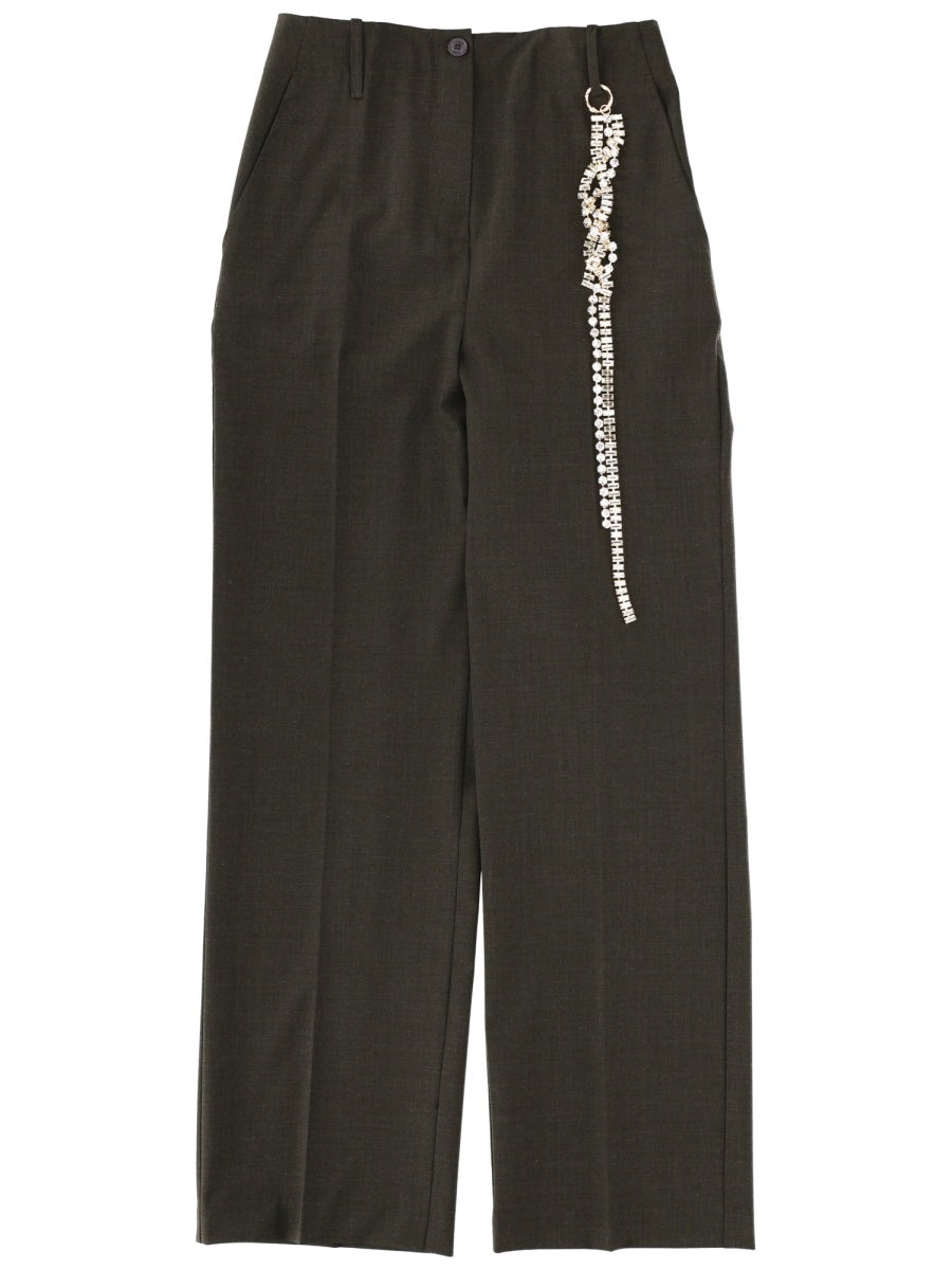 Tailored Pants Green Virgin Wool Trousers