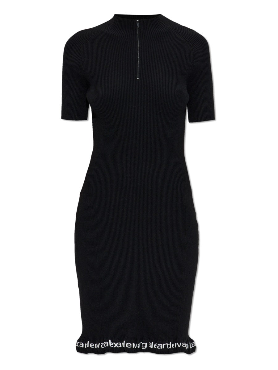 Midi Dress With Logo Black Polyamide
