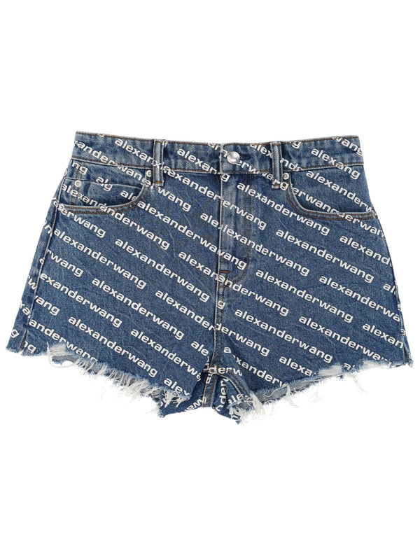 All Over Logo Shorts Denim Cotton