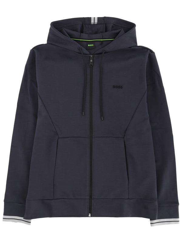 Zipper Hoodie Blue Cotton Sweatshirts