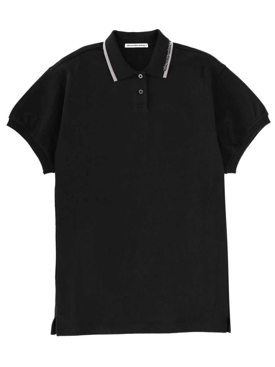 Black Miniabito Polo Dress Cotton