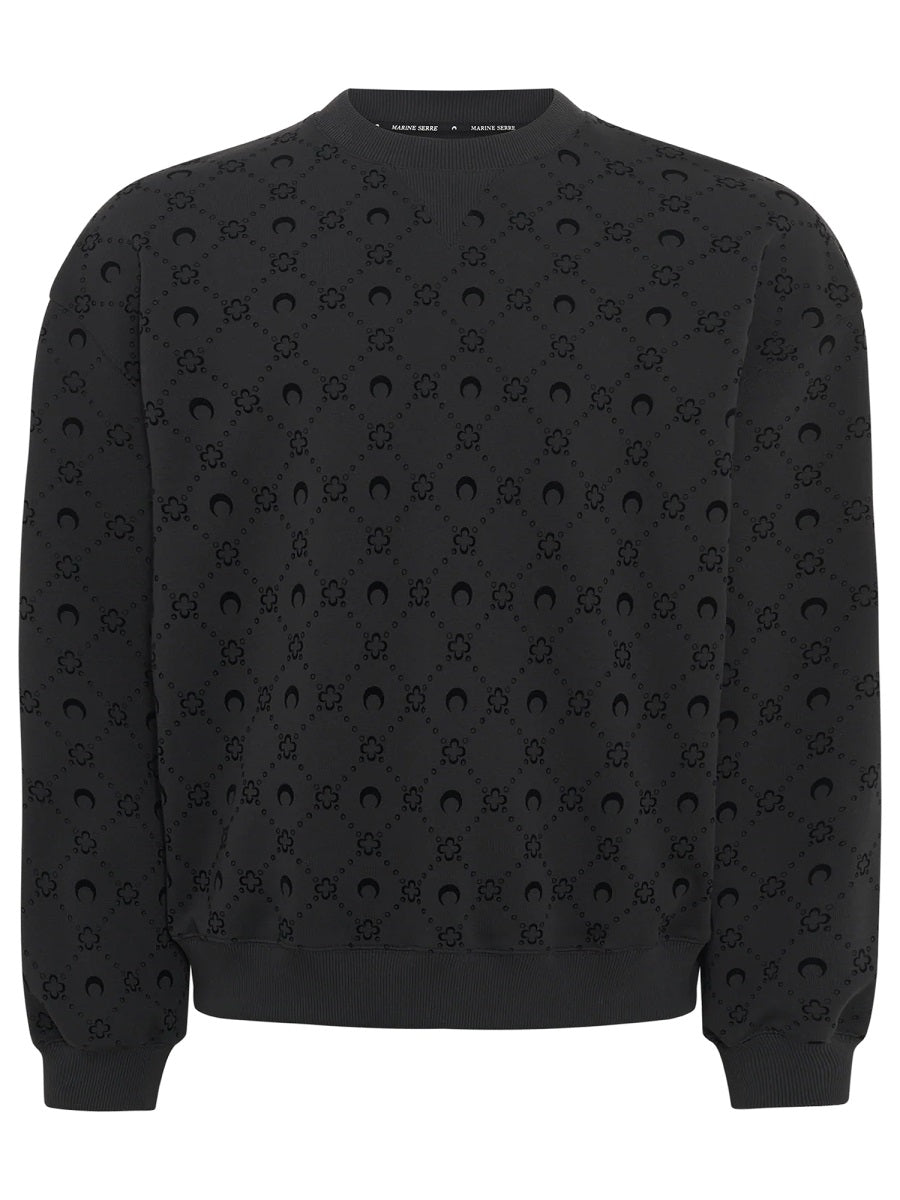 Monogram Sweatshirt Black Cotton Sweatshirts