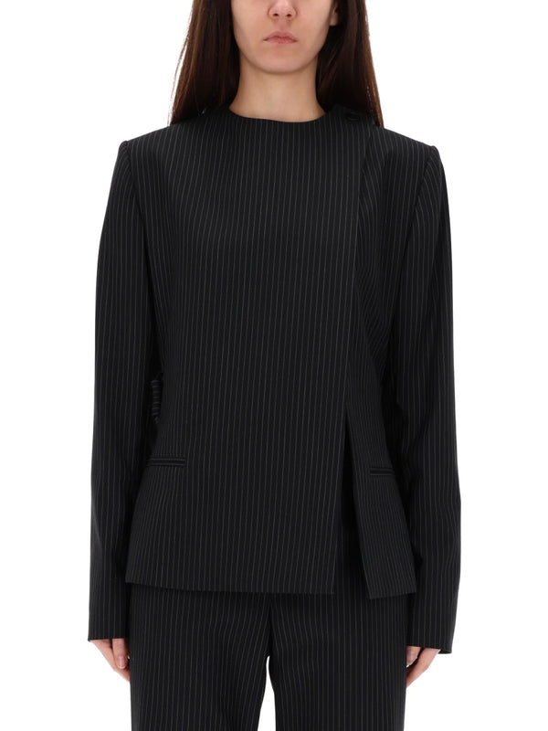 Buckle Pinstripes Jacket Black Polyamide