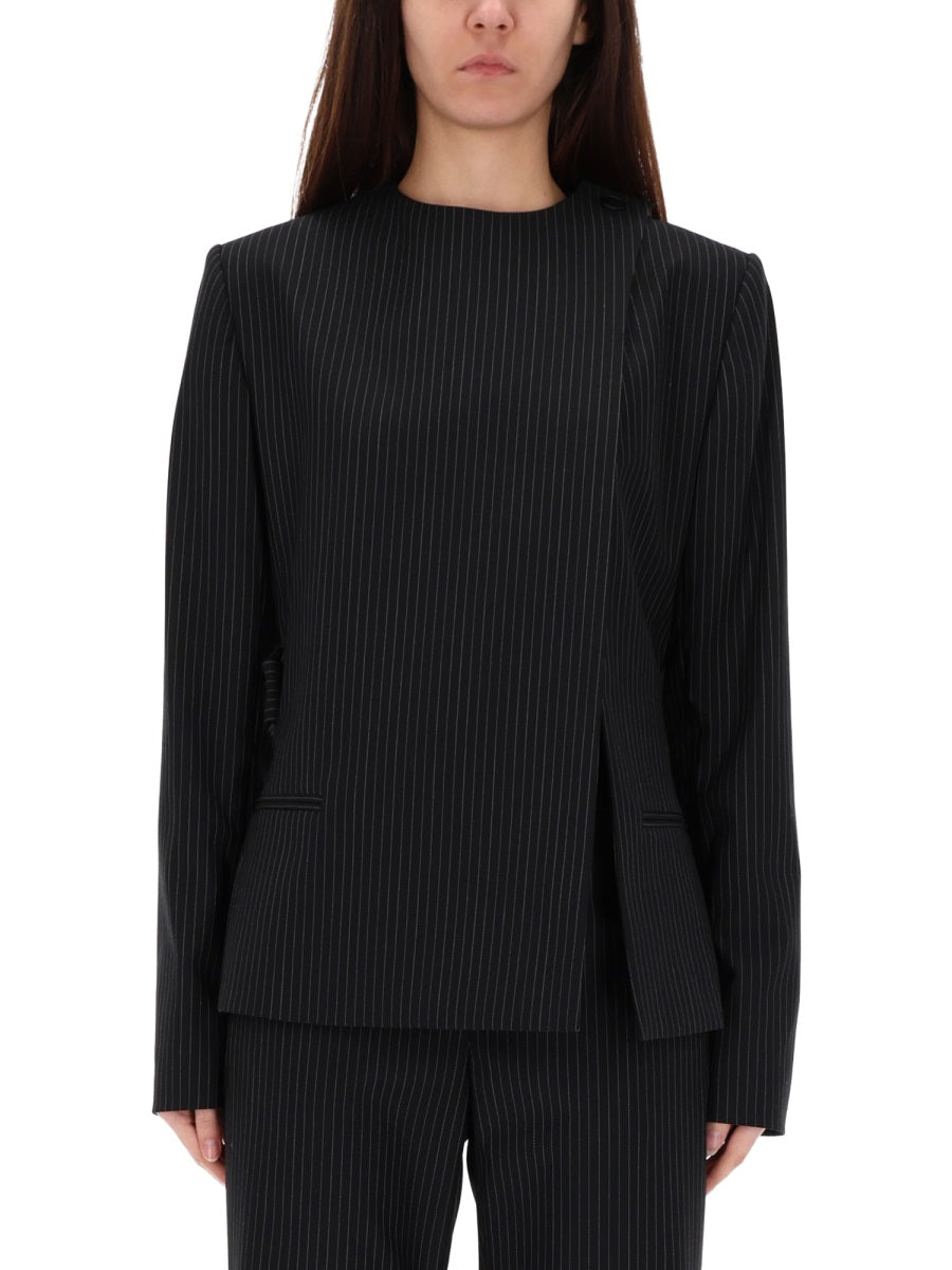 Buckle Pinstripes Jacket Black Polyamide