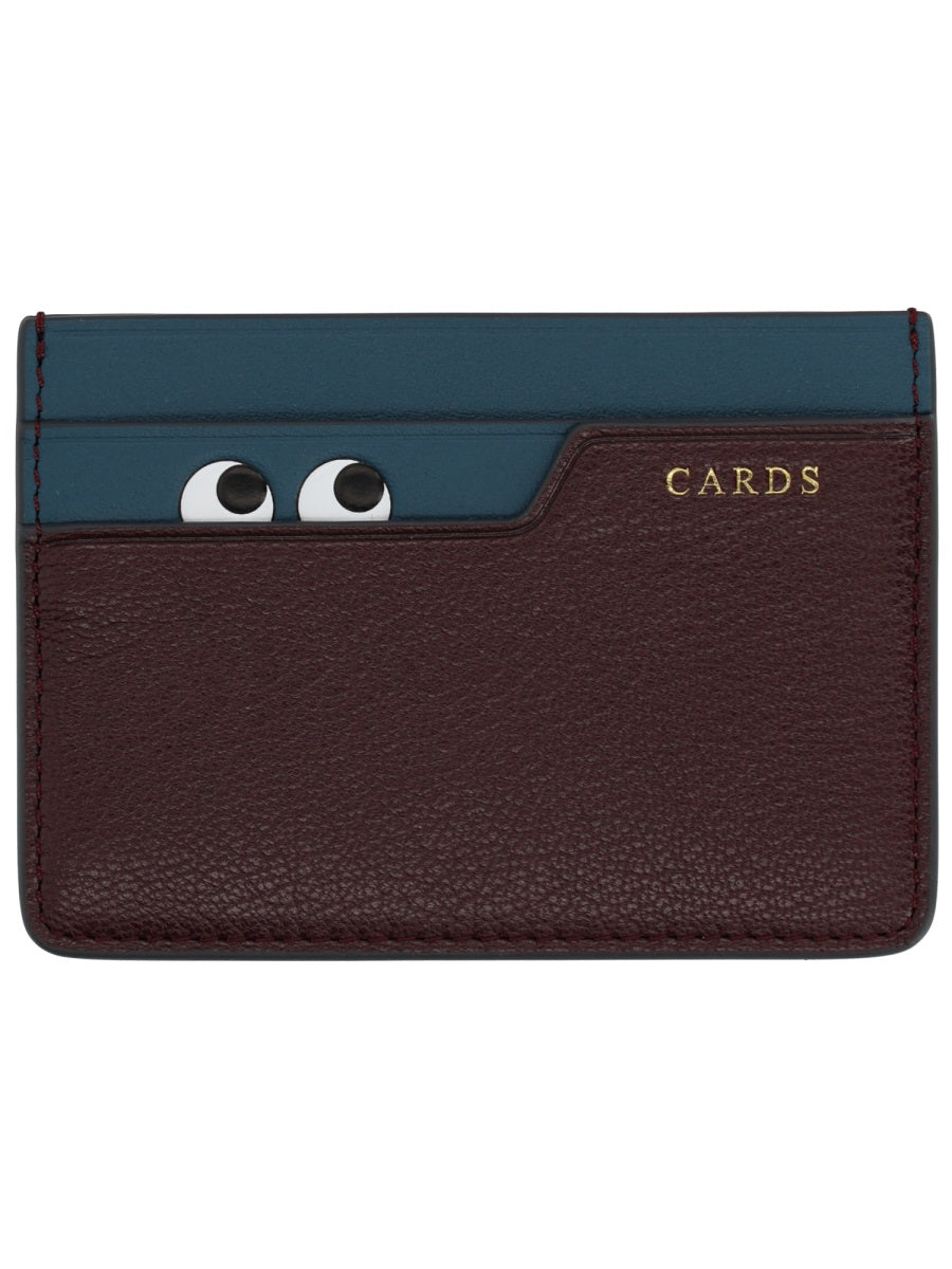 Peeping Eyes Card Holder Brown Leather Wallets & Purses