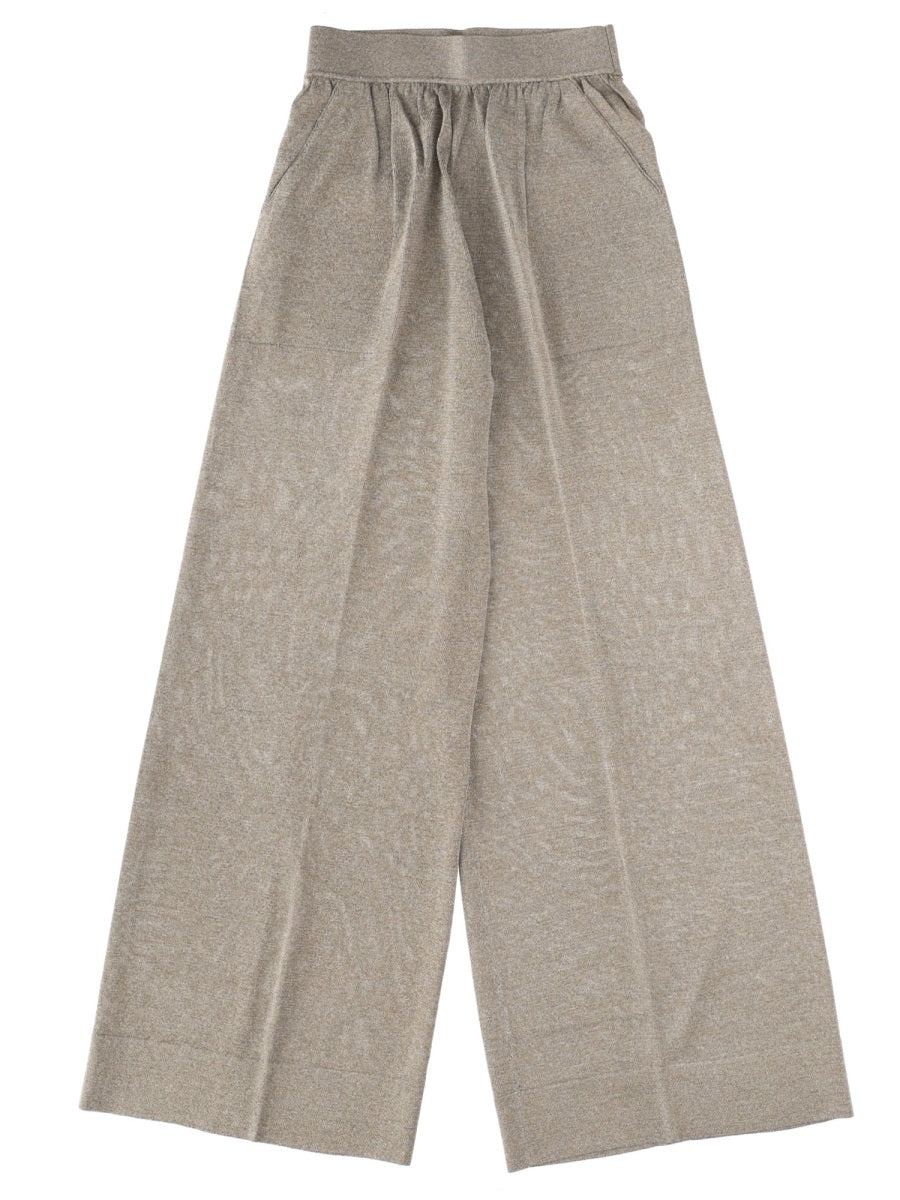 Wide Leg Tailored Pants Grey Viscose Trousers