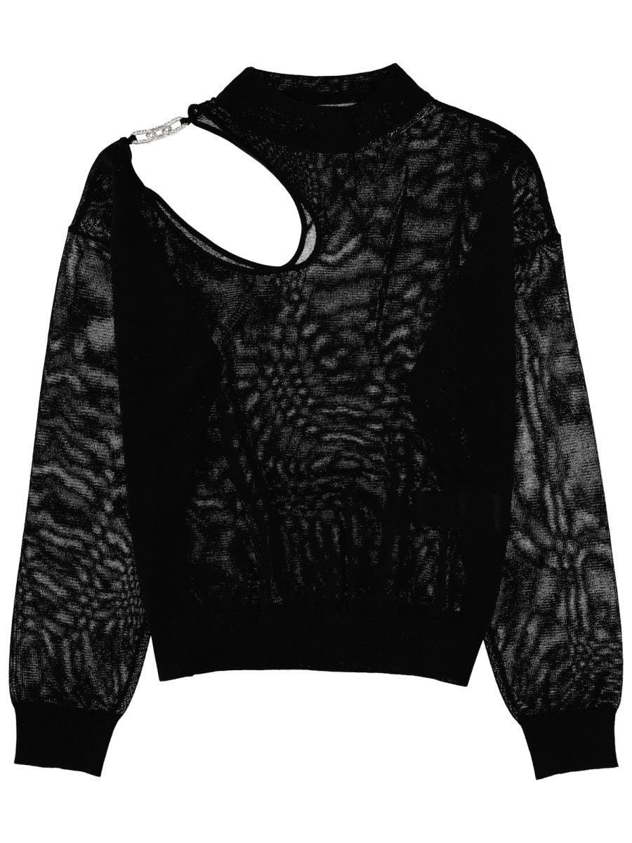 Jersey Cut-Out Top Black Viscose Tops