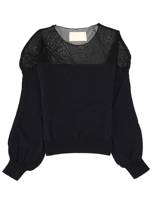 Top With Carré Design Black Viscose Tops