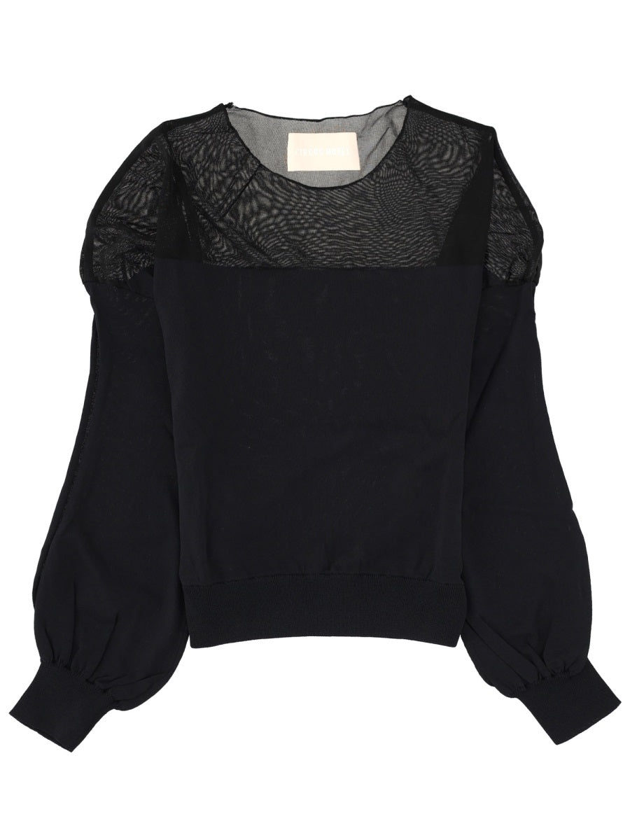 Top With Carré Design Black Viscose Tops