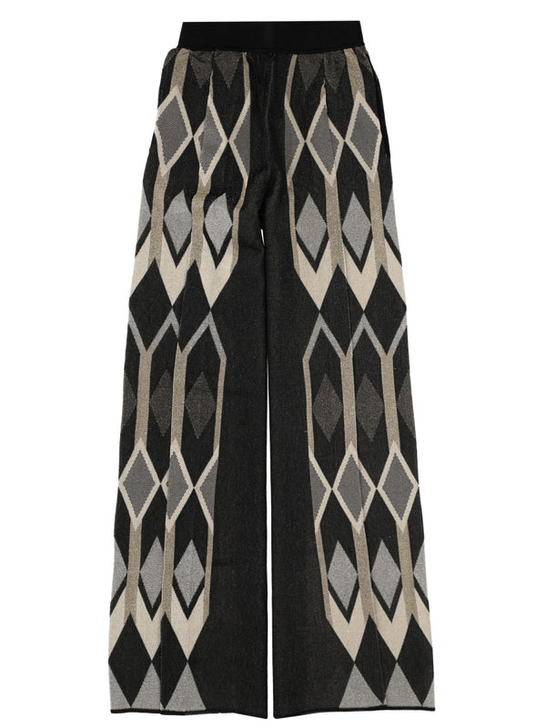 Pants With Geometric Lamé Jacquard Design Multicolour Viscose Trousers