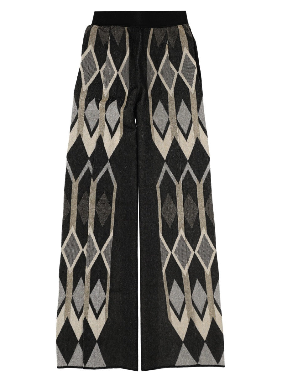 Pants With Geometric Lamé Jacquard Design Multicolour Viscose Trousers