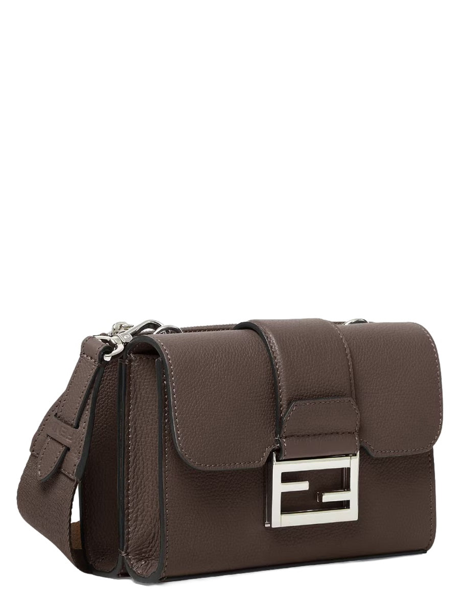 Shoulder Bag Baguette Double Brown Leather
