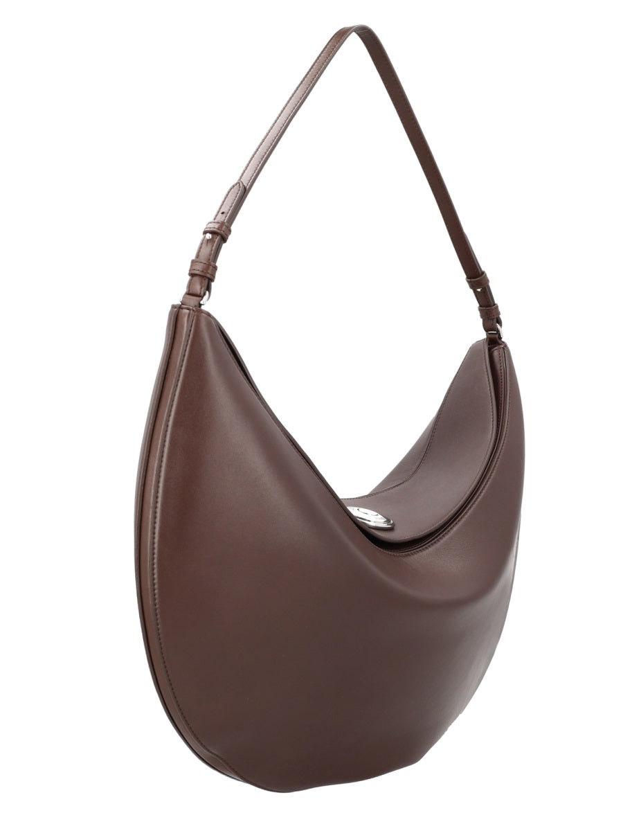 Large Hobo Bag Ovalo Brown Calf Leather Shoulder
