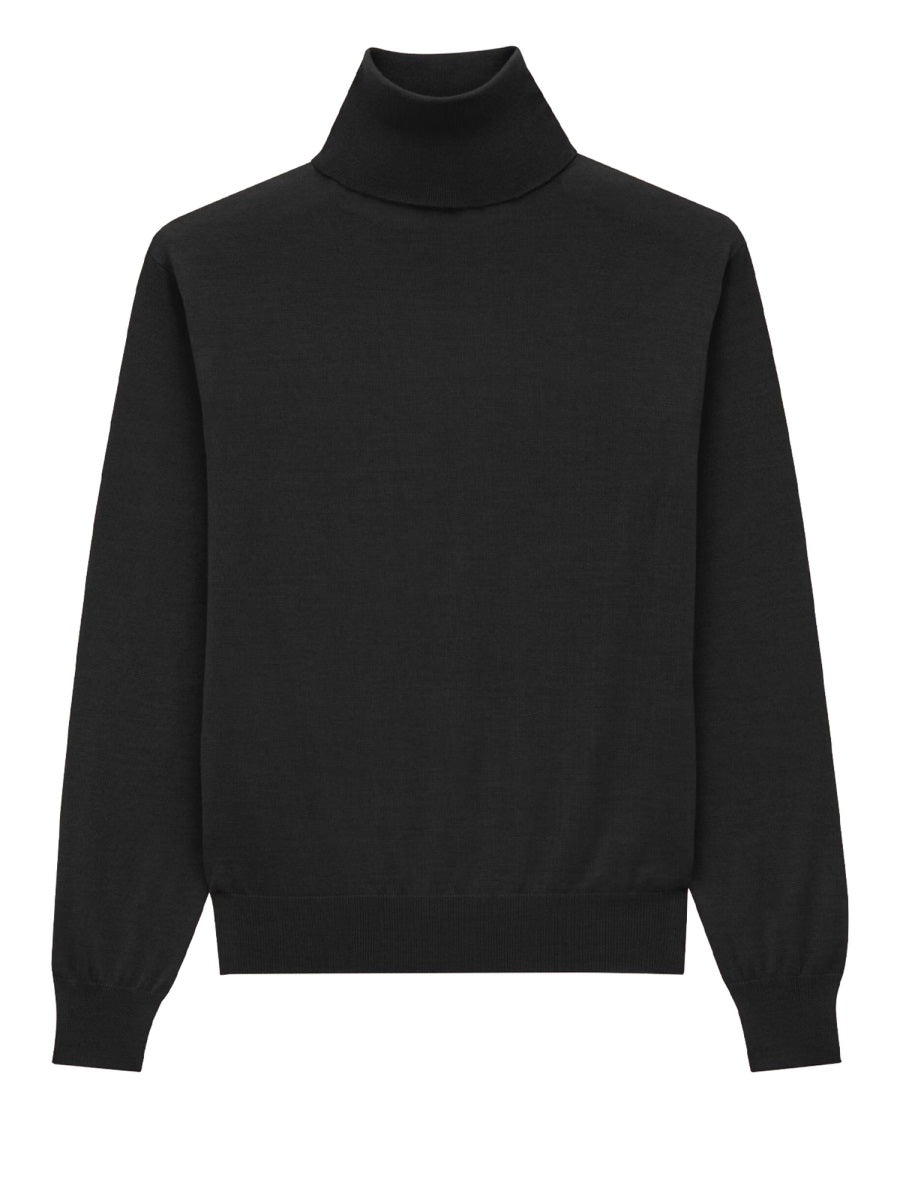 Cashmere, Wool And Silk Turtleneck Pullover Black Jumpers