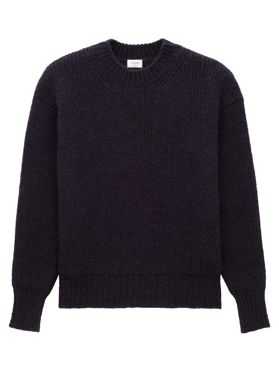 Thick Knit Pullover Blue Alpaca Wool Jumpers