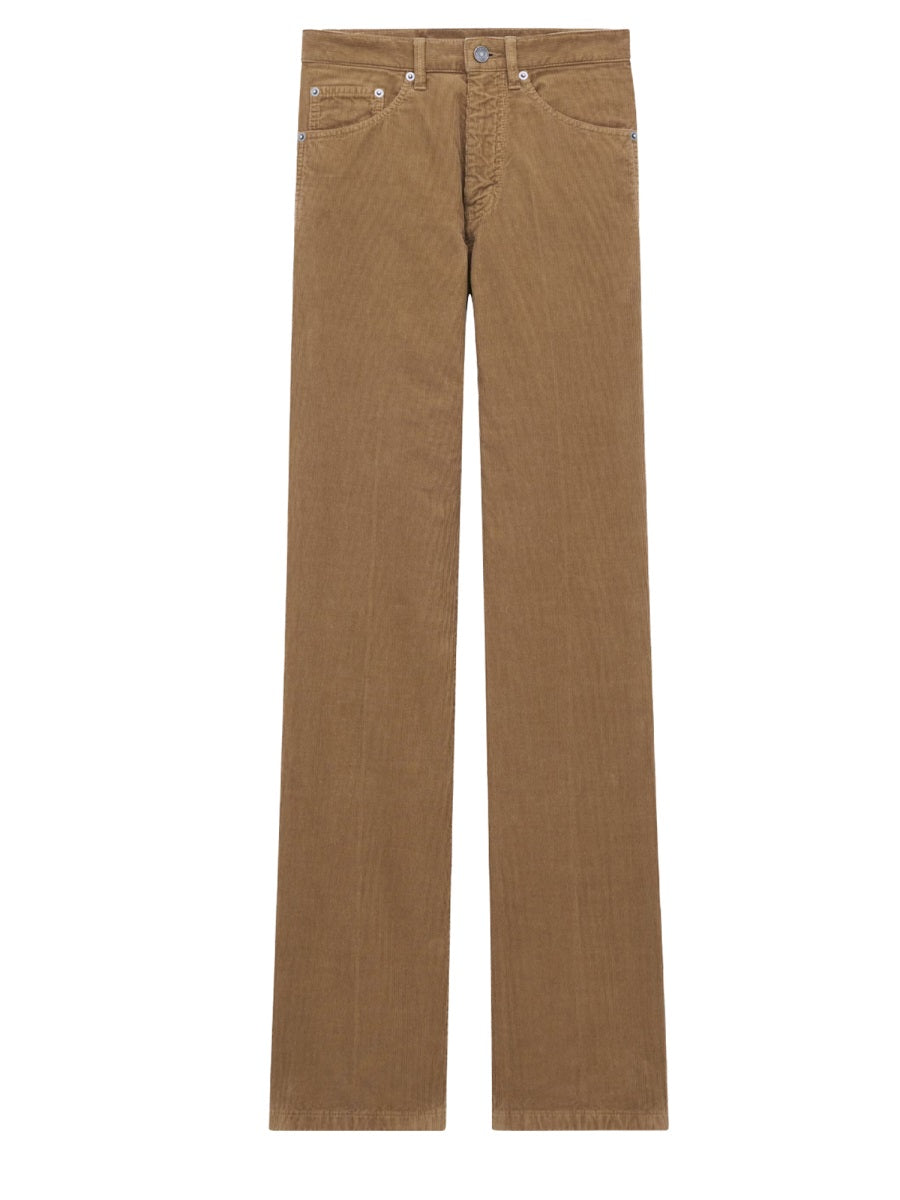 Clyde Wide Leg Pants Beige Cotton Trousers
