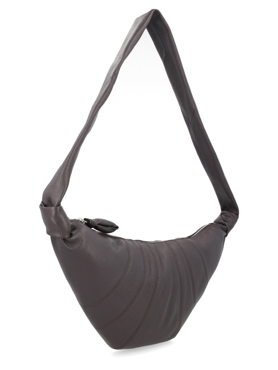Shoulder Bag Croissant Medium Brown Lamb Leather