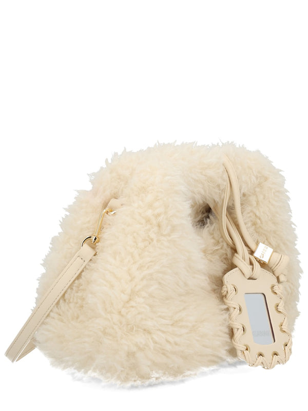 Faux Fur Hobo Bag Ivory Recycled Polyester Handbags