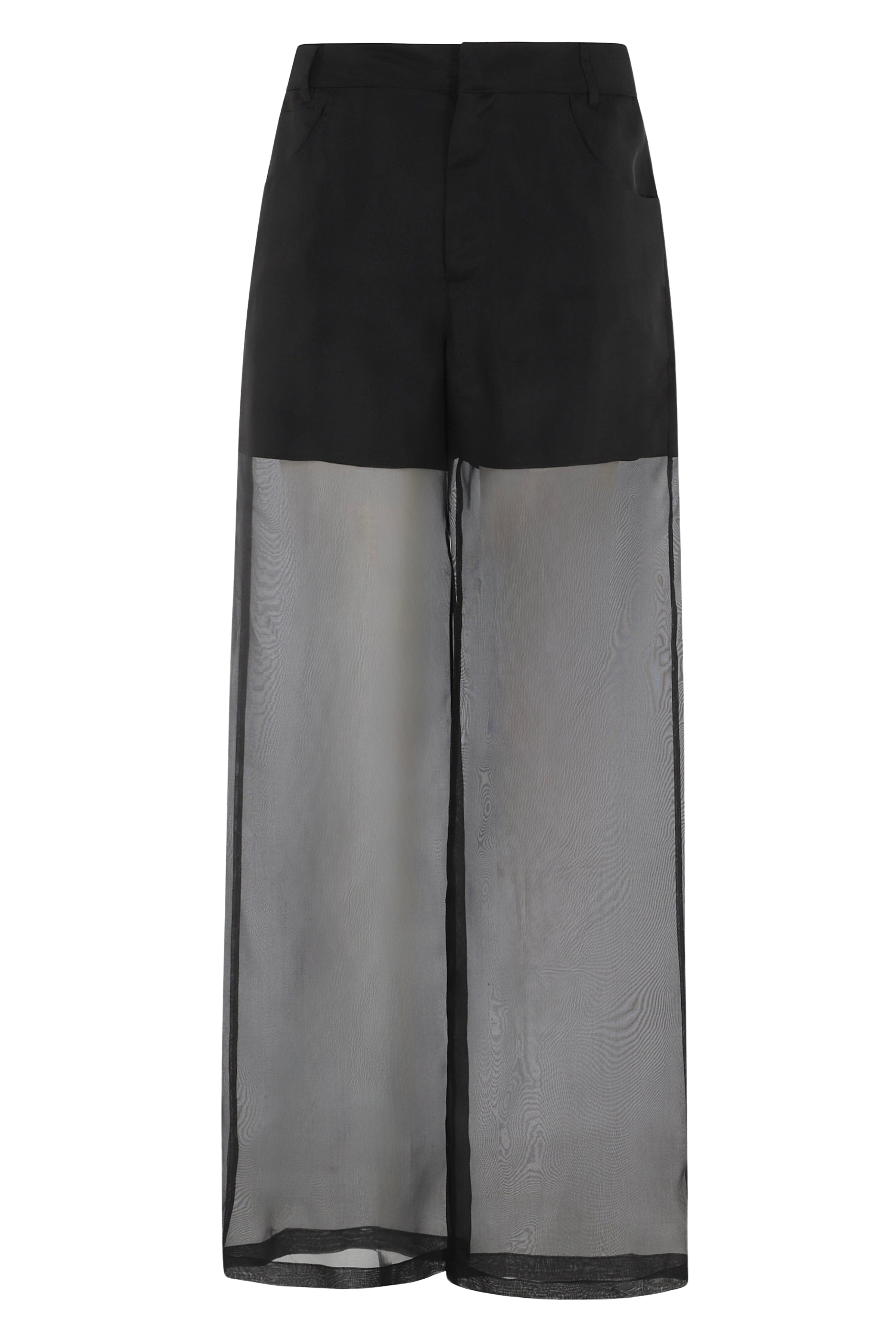 Pantalone 5 Tasche Organza Di Seta Black Sottoveste: Poliestere Pantaloni