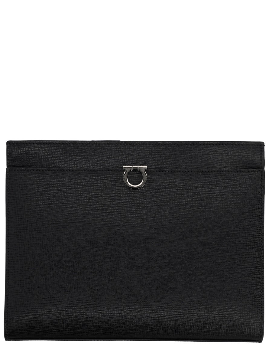 Clutch Bag Gancini Black Leather
