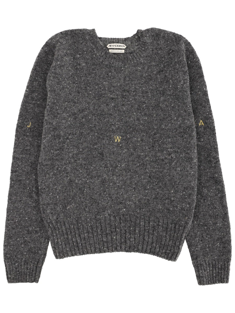 Jersey With Embroidery Charcoal Wool Jumpers