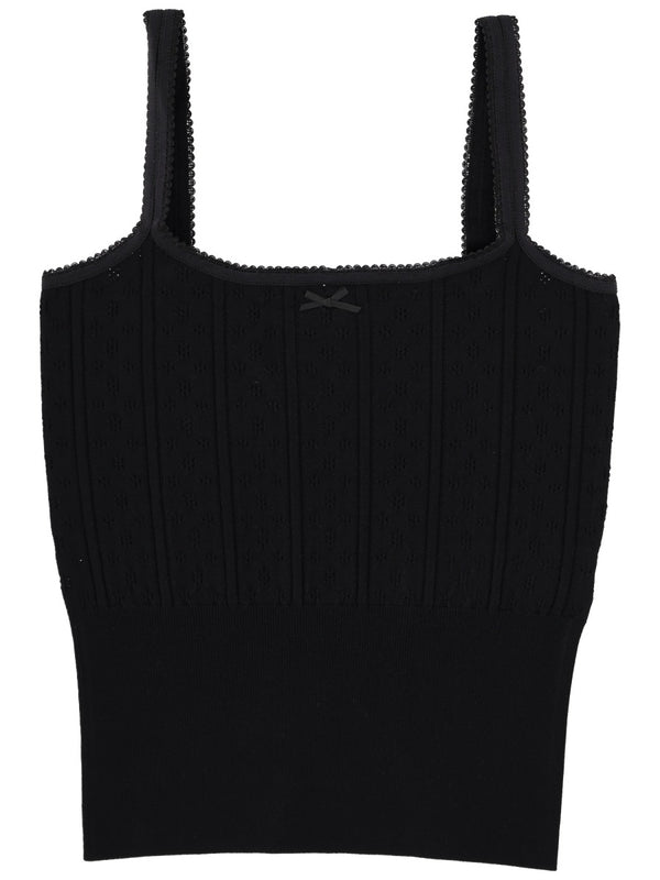 Top With Bow Black Viscose Tops