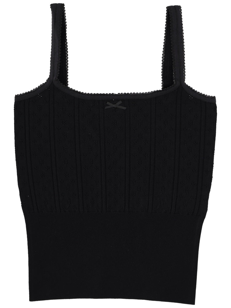Top With Bow Black Viscose Tops