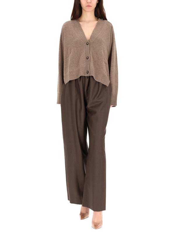 Cove Wide Fit Pants Brown Virgin Wool Trousers