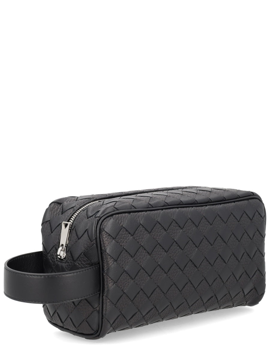 Woven Leather Clutch Bag Black